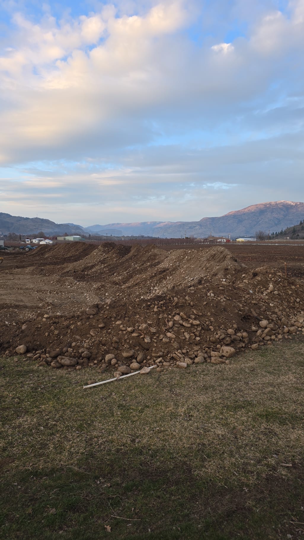 Large rock pile after rock removal from agricultural land in South Okanagan